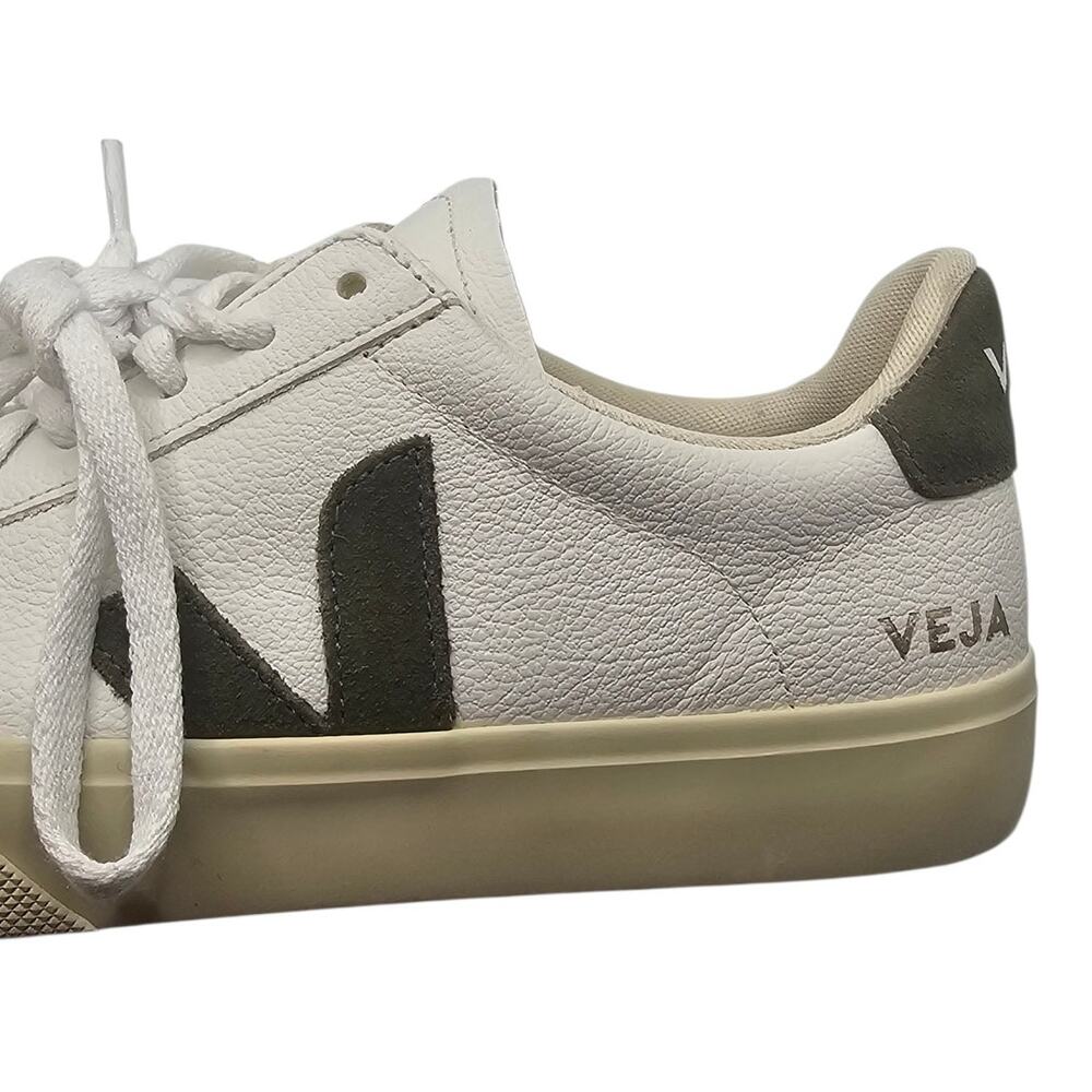 VEJA T2 White & Olive Green Leather Low Top Lace Up Sneakers Size 9 - Picture 8 of 10